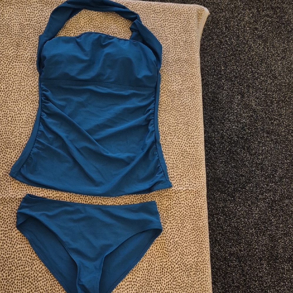 Women's Blue Halter Tankini Set